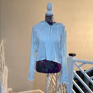 PINK Victoria's Secret pale green crop Hoodie never worn soft and light